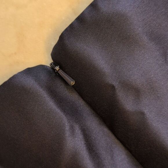 NWT Alfred Sung Cap Sleeve Satin Midi Dress Dark Navy Blue Size 14 - Picture 4 of 12